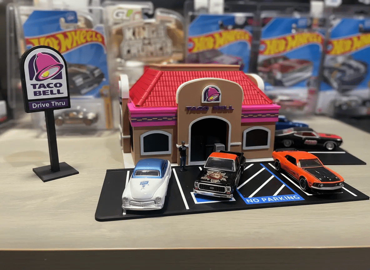 ☆1/64 Cocodake Diorama Plate H Set 1/64 Taco Bell Hot Wheels Display - Diorama | Detailed Setup