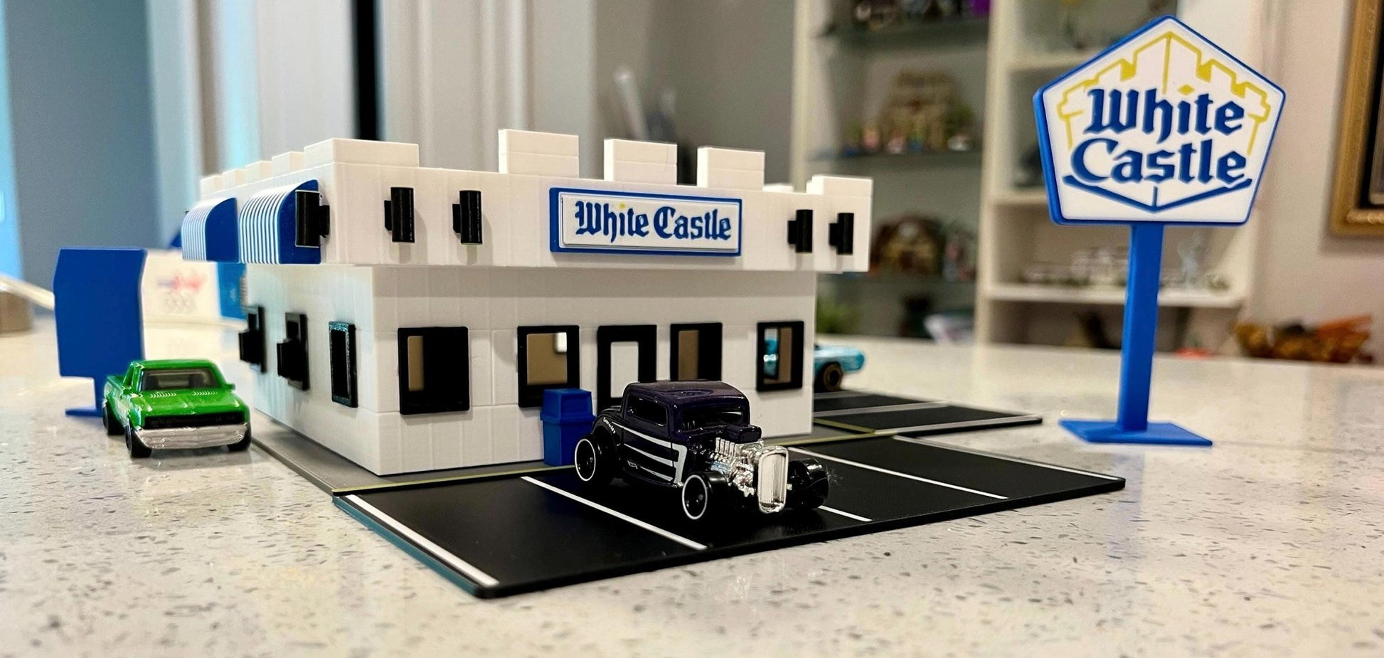 1/64 Scale White Castle Diorama: Hot Wheels, Matchbox and other diecast Display. 3D Printed - NO Assembly Required! - ZS3DPrintZ