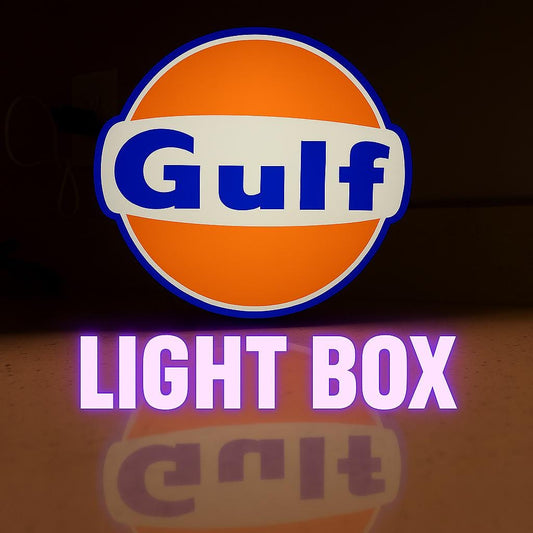 Gulf Oil LED Light Box: 3D Printed Dimmable Sign, Wall or Desk Mount - ZS3DPrintZ