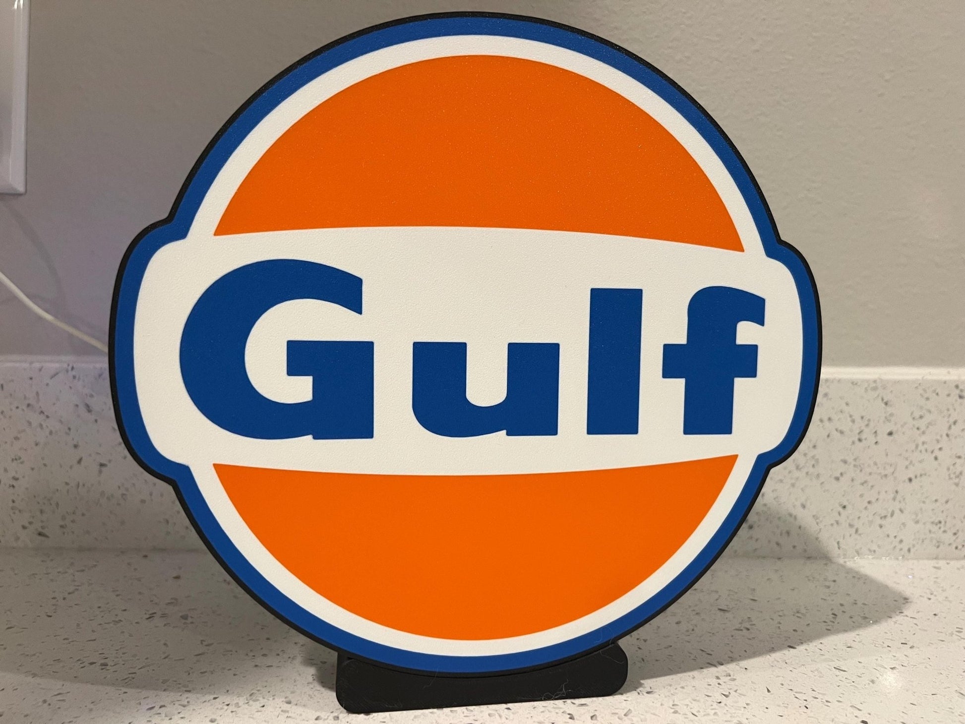 Gulf Oil LED Light Box: 3D Printed Dimmable Sign, Wall or Desk Mount - ZS3DPrintZ
