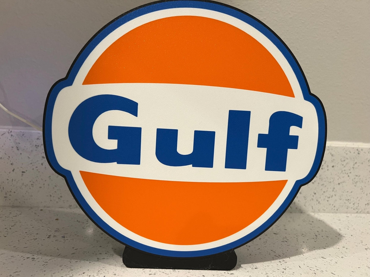 Gulf Oil LED Light Box: 3D Printed Dimmable Sign, Wall or Desk Mount - ZS3DPrintZ