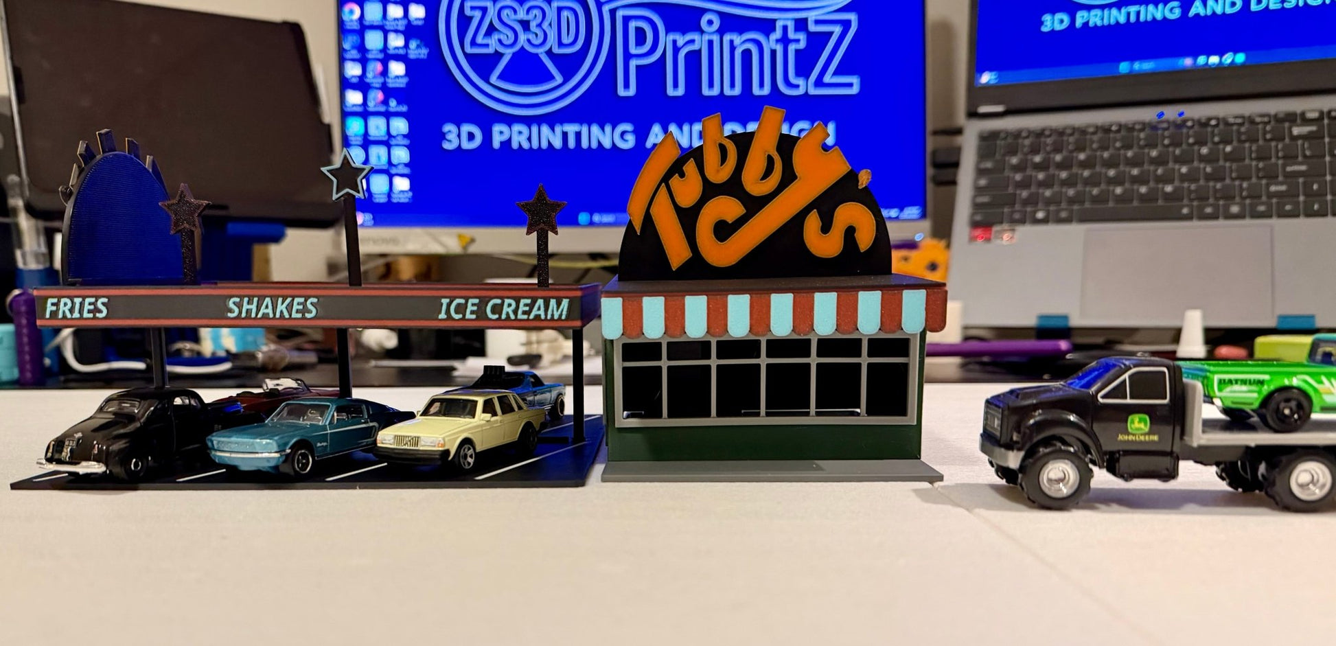 Tubby's Drive - In 1/64 Scale Diorama for Diecast Display - ZS3DPrintZ