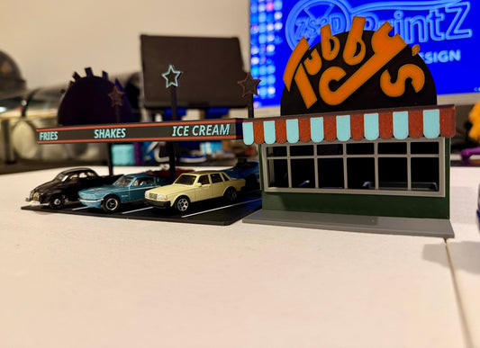 Tubby's Drive - In 1/64 Scale Diorama for Diecast Display - ZS3DPrintZ