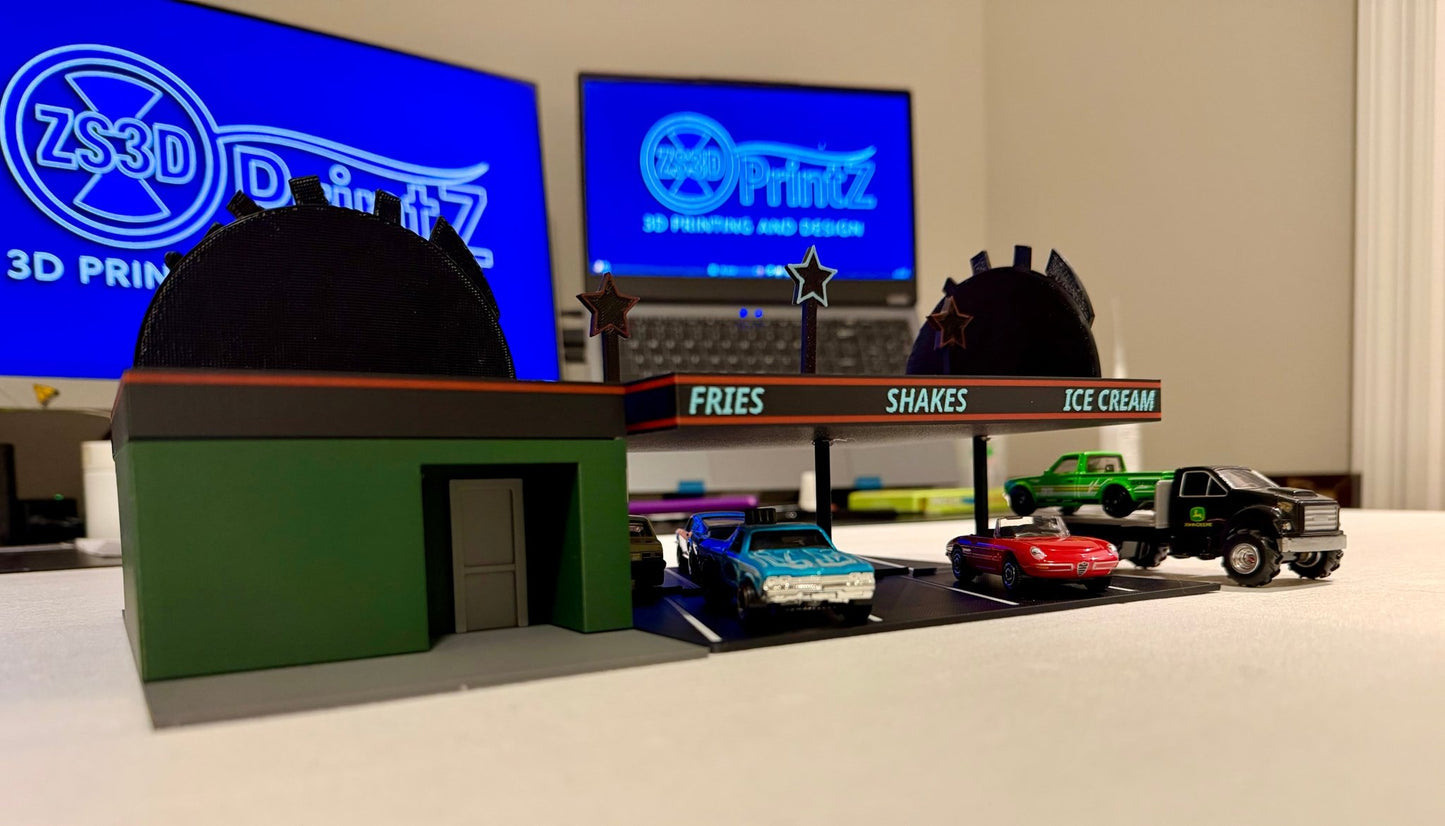 Tubby's Drive - In 1/64 Scale Diorama for Diecast Display - ZS3DPrintZ