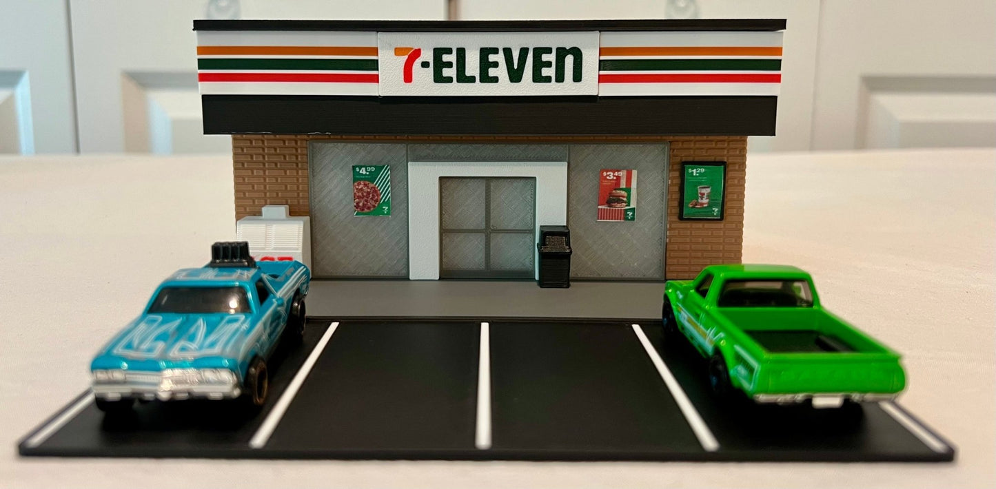 1/64 Scale 3D Printed 7 - Eleven Store Diorama! 3D Printed in Multi - Color, NO Assembly Required! Great display for Hot Wheels and 1/64 diecast - ZS3DPrintZ