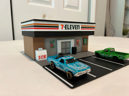 1/64 Scale 3D Printed 7 - Eleven Store Diorama! 3D Printed in Multi - Color, NO Assembly Required! Great display for Hot Wheels and 1/64 diecast - ZS3DPrintZ