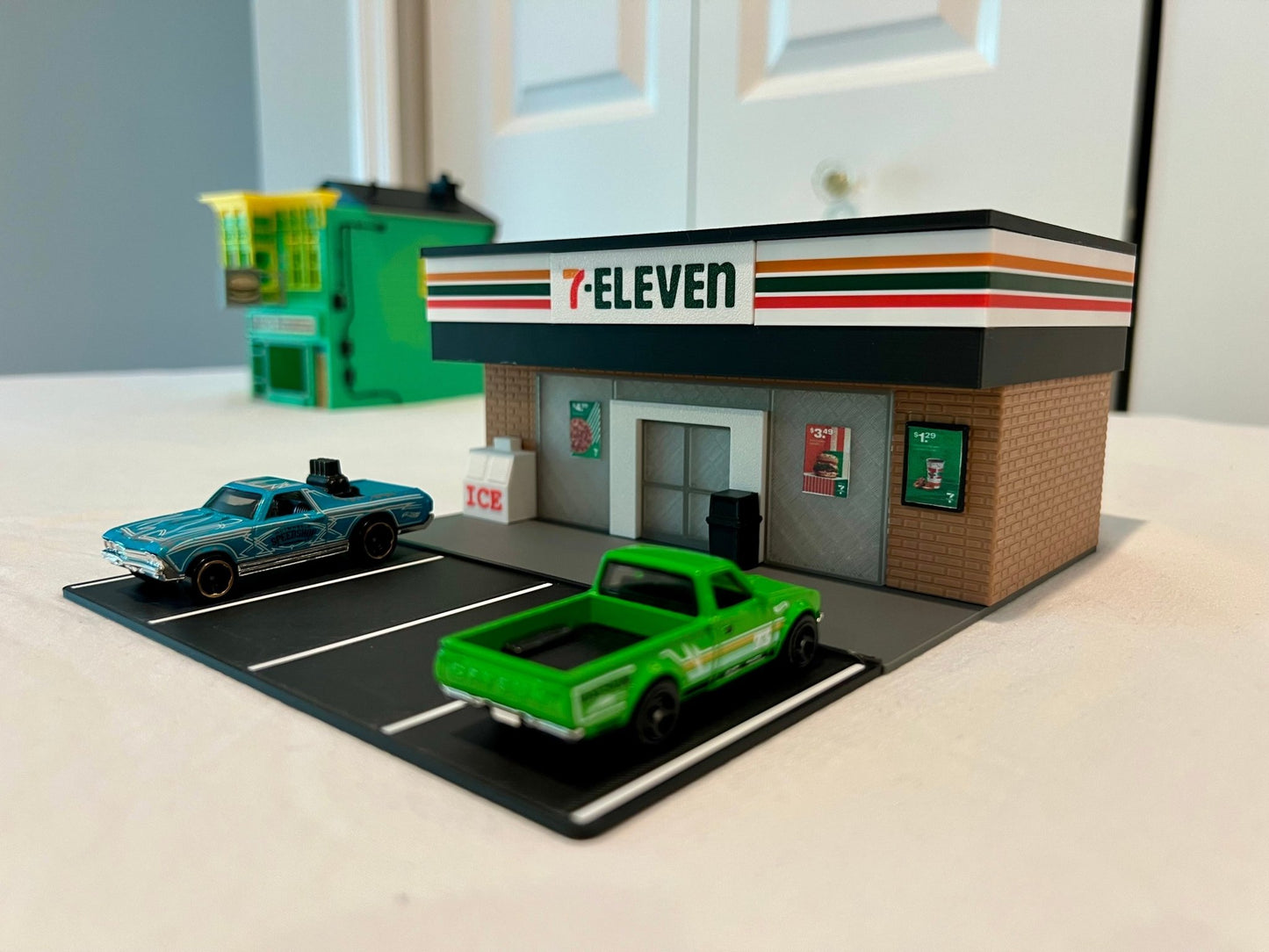 1/64 Scale 3D Printed 7 - Eleven Store Diorama! 3D Printed in Multi - Color, NO Assembly Required! Great display for Hot Wheels and 1/64 diecast - ZS3DPrintZ