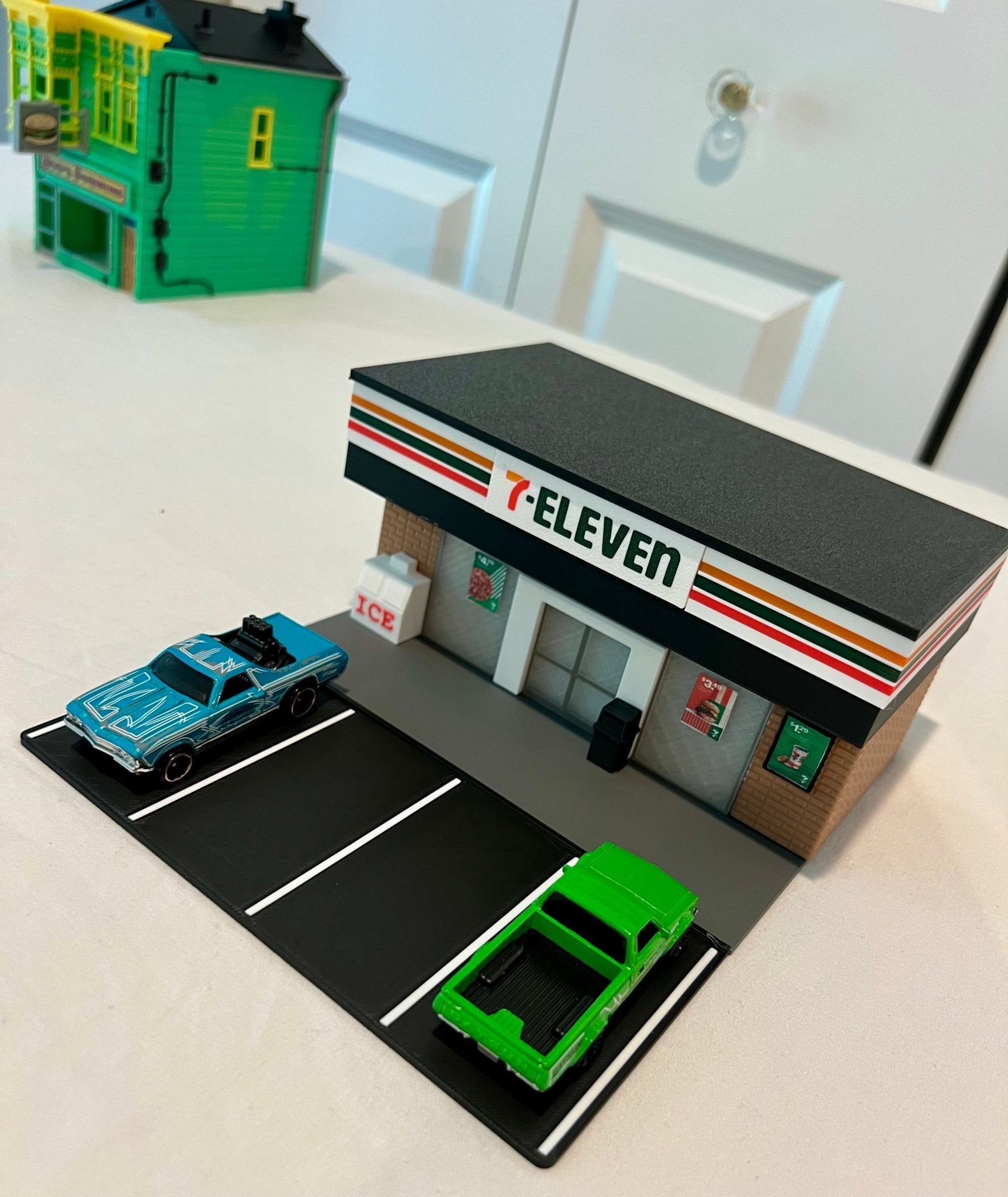 1/64 Scale 3D Printed 7 - Eleven Store Diorama! 3D Printed in Multi - Color, NO Assembly Required! Great display for Hot Wheels and 1/64 diecast - ZS3DPrintZ