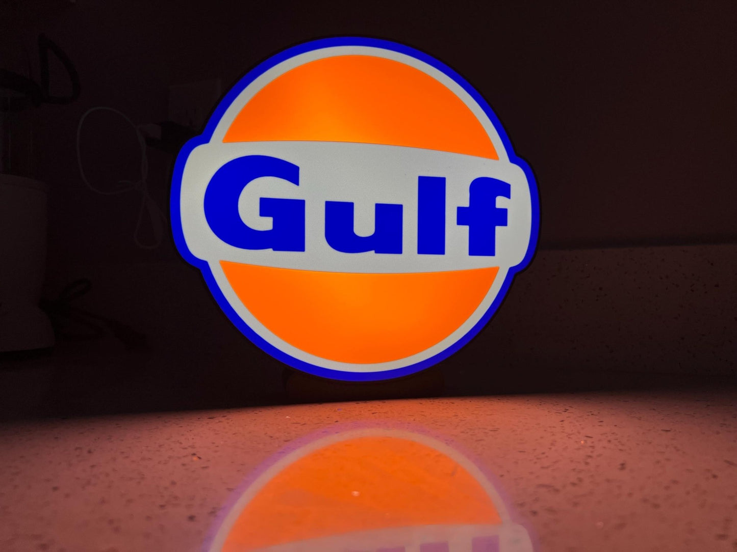 Gulf Oil LED Light Box: 3D Printed Dimmable Sign, Wall or Desk Mount - ZS3DPrintZ