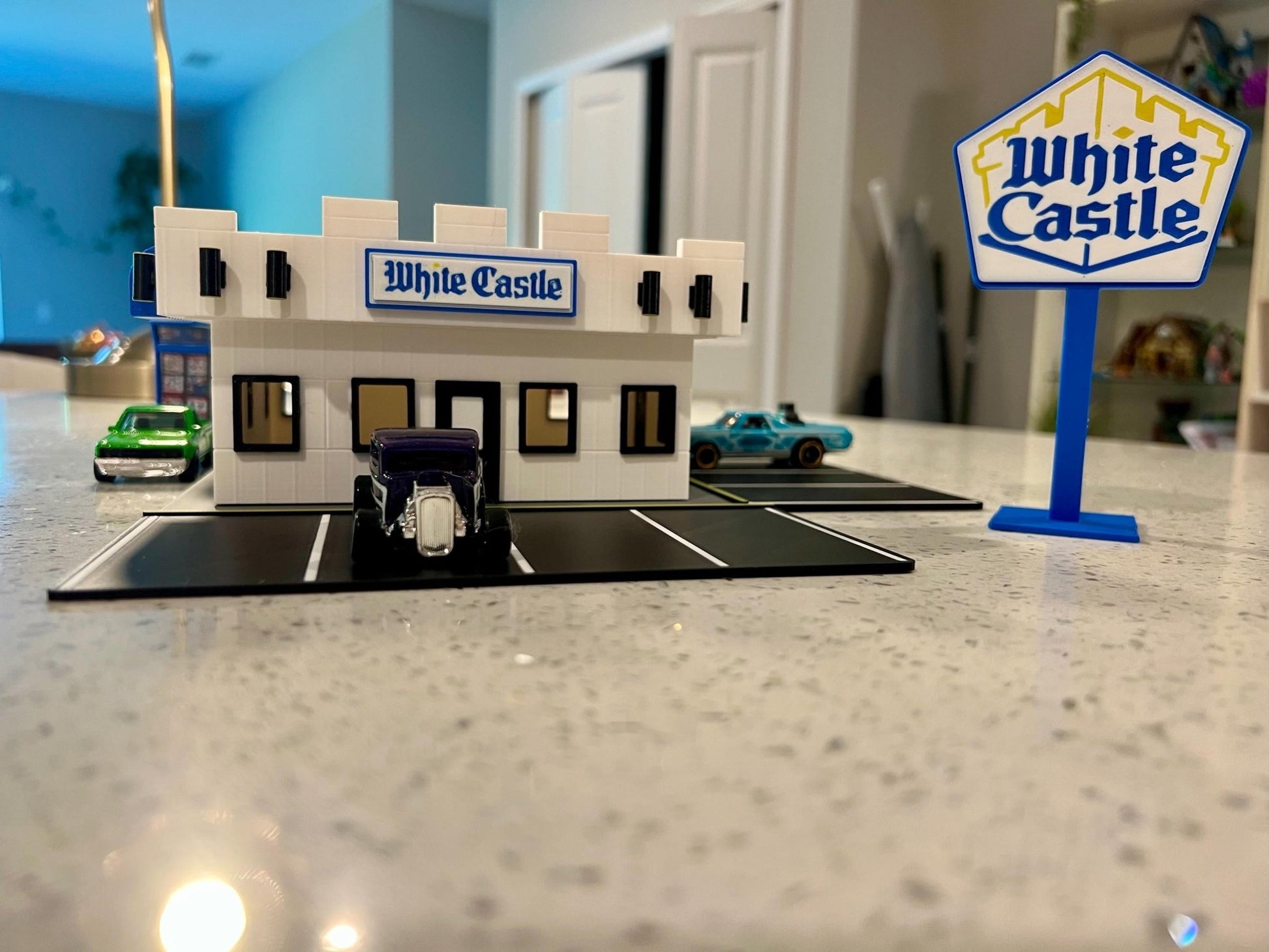 1/64 Scale White Castle Diorama: Hot Wheels, Matchbox and other diecast Display. 3D Printed - NO Assembly Required! - ZS3DPrintZ