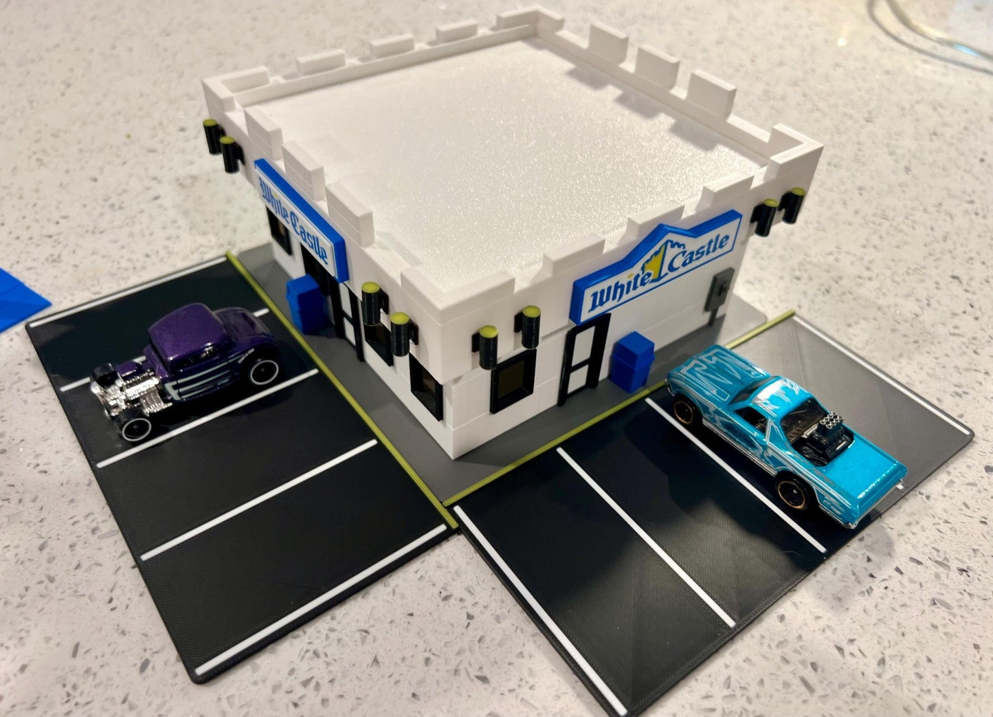 1/64 Scale White Castle Diorama: Hot Wheels, Matchbox and other diecast Display. 3D Printed - NO Assembly Required! - ZS3DPrintZ