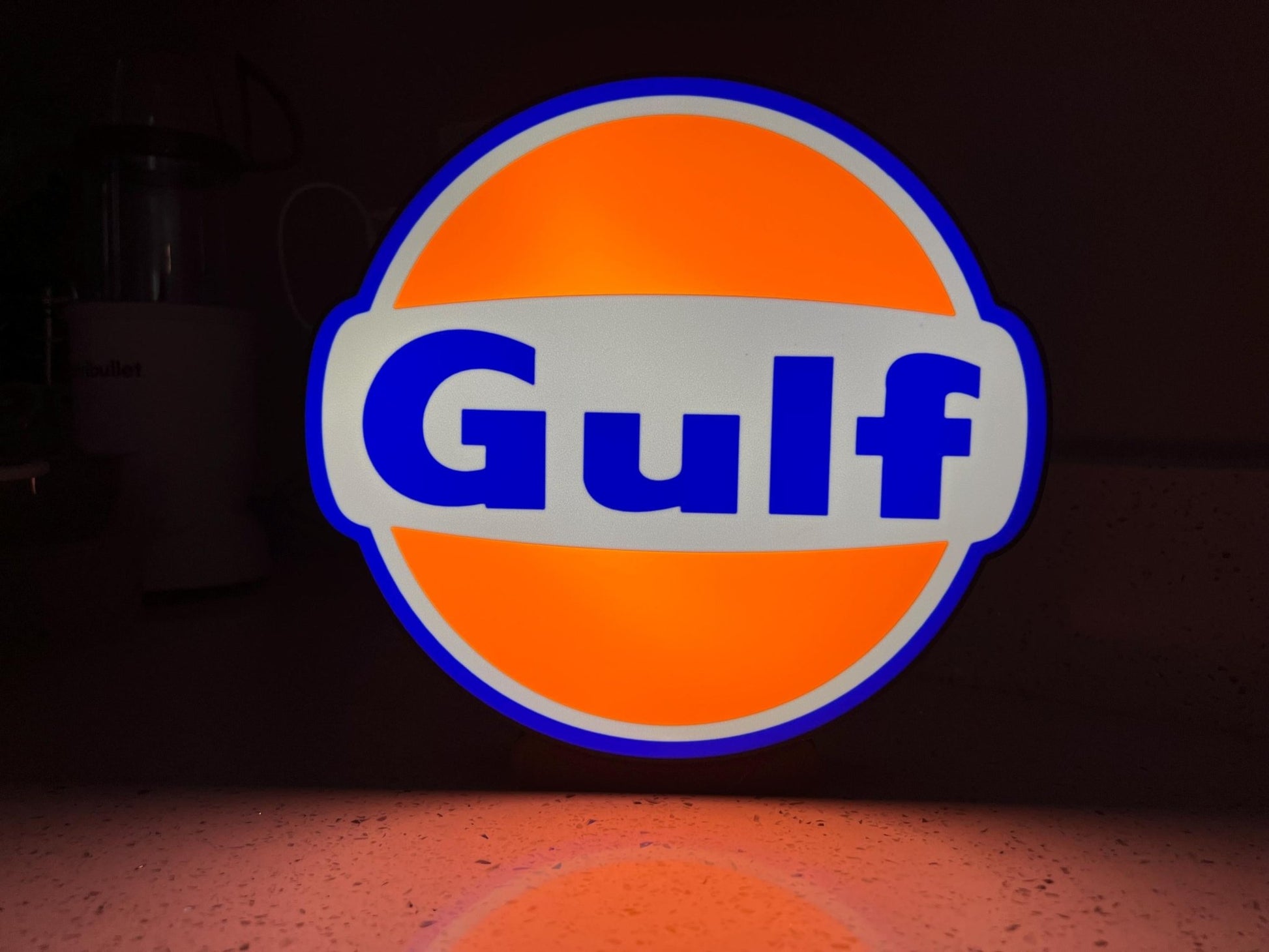 Gulf Oil LED Light Box: 3D Printed Dimmable Sign, Wall or Desk Mount - ZS3DPrintZ
