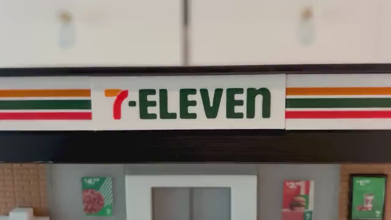 1/64 Scale 3D Printed 7-Eleven Store Diorama! 3D Printed in Multi-Color, NO Assembly Required! Great display for Hot Wheels and 1/64 diecast